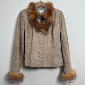 NWT Deadstock Vintage DERO by Rocco D'Amelio Leather Fur Jacket‎ Women's Large